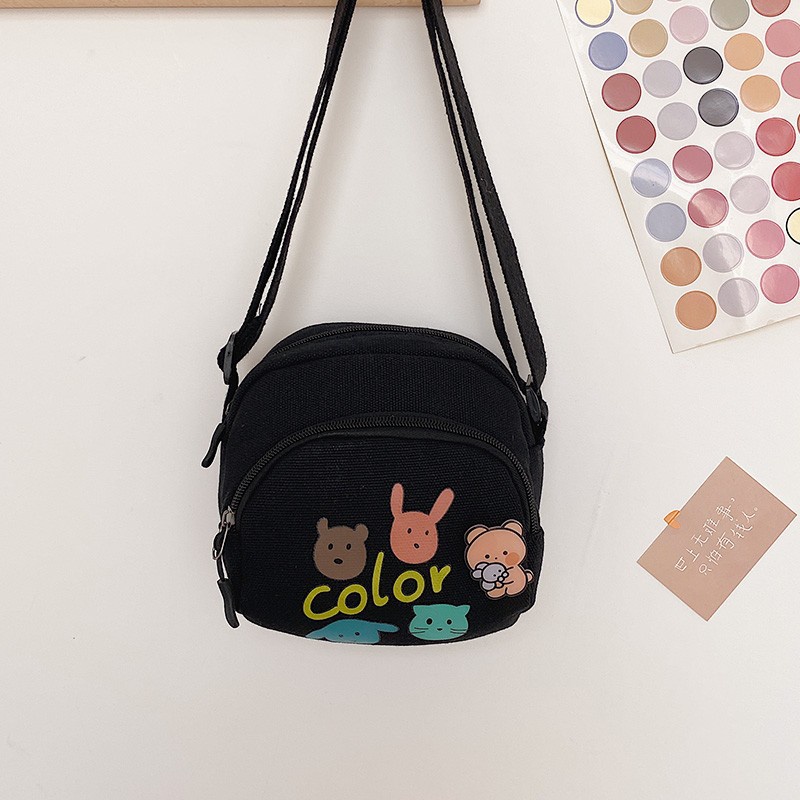 Túi Canvas Đựng Điện Thoại Họa Tiết Hoạt Hình Cho Nữ