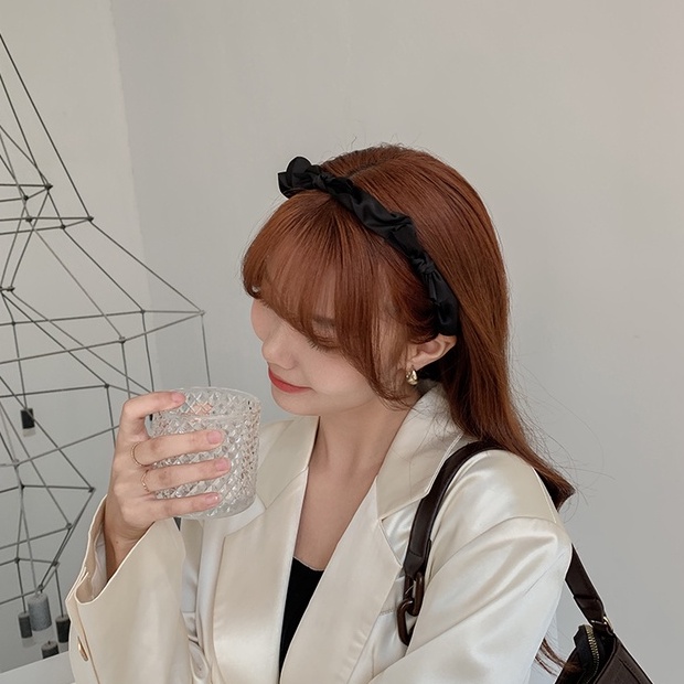 Cài tóc vải satin thắt nơ thời trang vintage thanh lịch