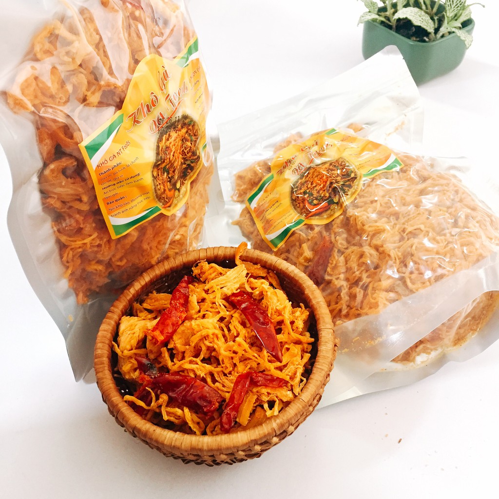 COMBO 500G KHÔ GÀ LÁ CHANH NGON VÀ 500G KHÔ GÀ BƠ TỎI