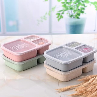 Hộp đựng cơm trưa văn phòng lúa mạch 3 ngăn cao cấp chịu nhiệt