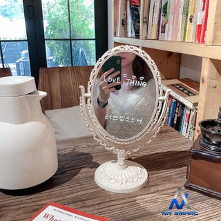 Gương Để Bàn Trang Điểm Công Chúa 2 Mặt Sang Chảnh Hình Bầu Dục Và Trái Tim