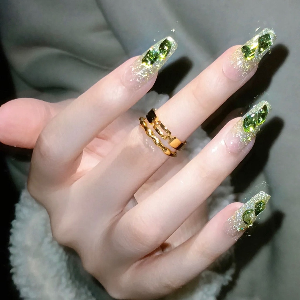 Bộ Móng Tay Giả Đính Đá 3D Y2k Thời Trang Cho Nữ