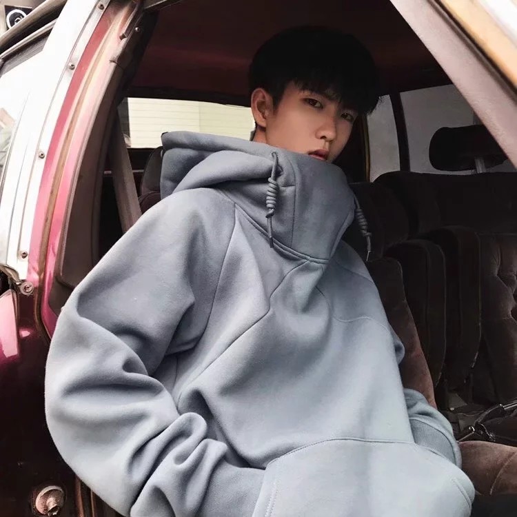 Áo Hoodie Dài Tay Cổ Cao Với Thiết Kế Trơn Màu Xinh Xắn