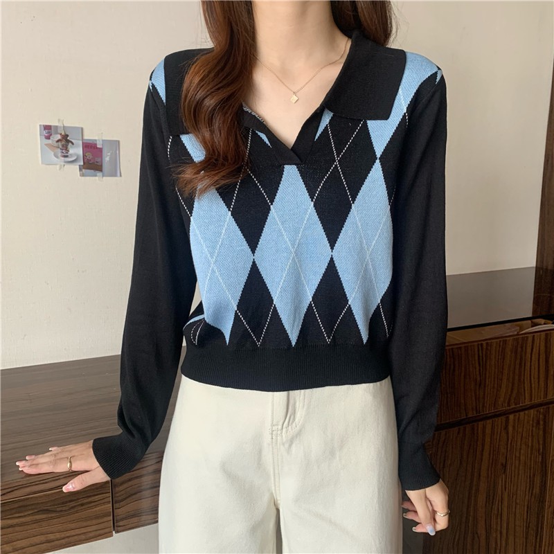 NZN Áo Len Dệt Kim Dài Tay Cổ Polo Phong Cách Hàn Quốc Thời Trang Mùa Thu