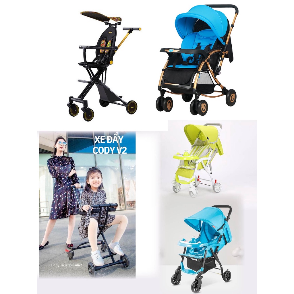 Xe đẩy cho bé có đệm lưới gấp gọn du lịch 1 chiều 3 tư thế, xe đẩy nhẹ, có chốt bánh, đai an toàn
