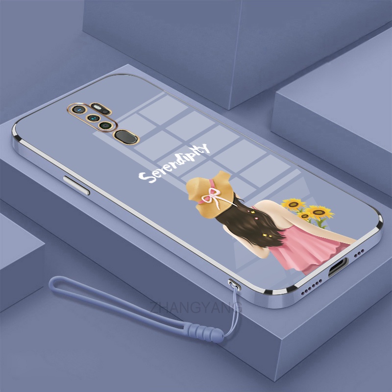 Ốp lưng oppo a5 2020 a9 2020 Ốp Điện Thoại TPU Silicon Viền Mạ Màu Hình Cô Gái Xinh Đẹp Cho oppo a5 2020 a9 2020