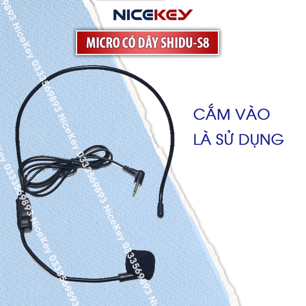 Micro Đeo Tai SHIDU S8, Mic Trợ Giảng Có Dây Chuyên Nghiệp Kết Nối Với Mọi Loại Loa