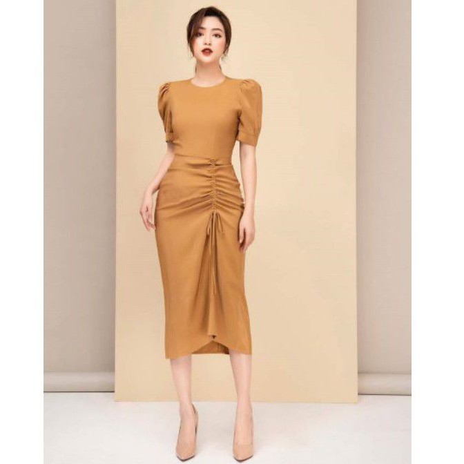 Đầm Đuôi Cá Dây Rút Nhún Eo