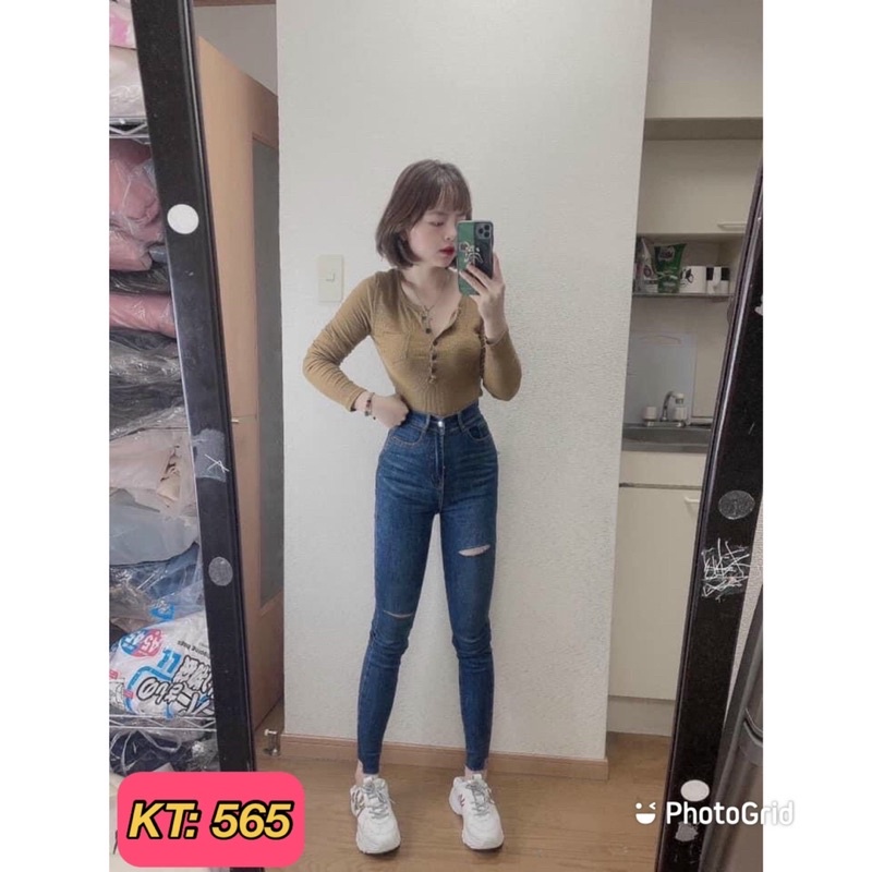 Quần jeans nữ lưng cao mã 565 ôm body lưng siêu cao