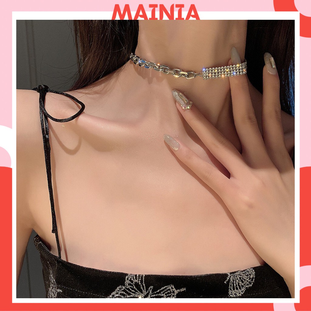 Vòng Cổ Choker Dây Xích Đính Đá Phong Cách Hàn Quốc Sang Chảnh Mainia Shop