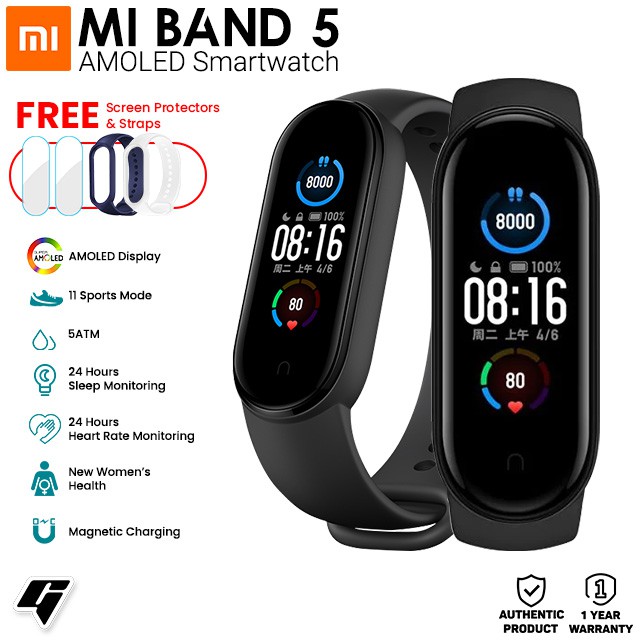 Đồng Hồ Thông Minh Xiaomi Mi Band 5 Bluetooth 5.0 Theo Dõi Sức Khỏe