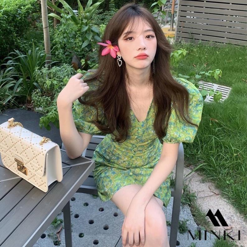 [TTTK] ĐẦM HOA TAY BỒNG DÁNG CHỮ A - CHẤT LIỆU CAO CẤP - MÀU XANH HOA | BigBuy360 - bigbuy360.vn