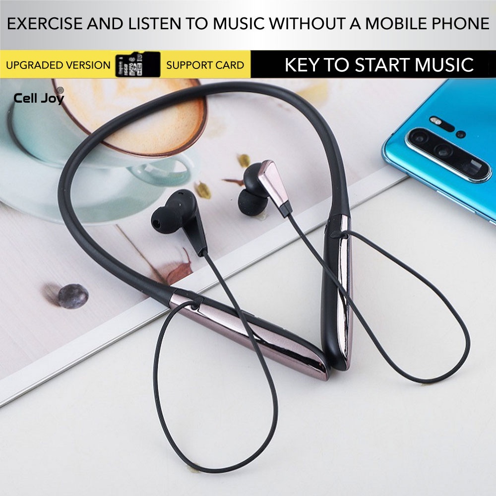Tai nghe Bluetooth 5.0 với 6D Sound Neckband hỗ trợ thẻ nhớ ngoài tai nhe chạy bộ, chơi thể thao ngoài trời