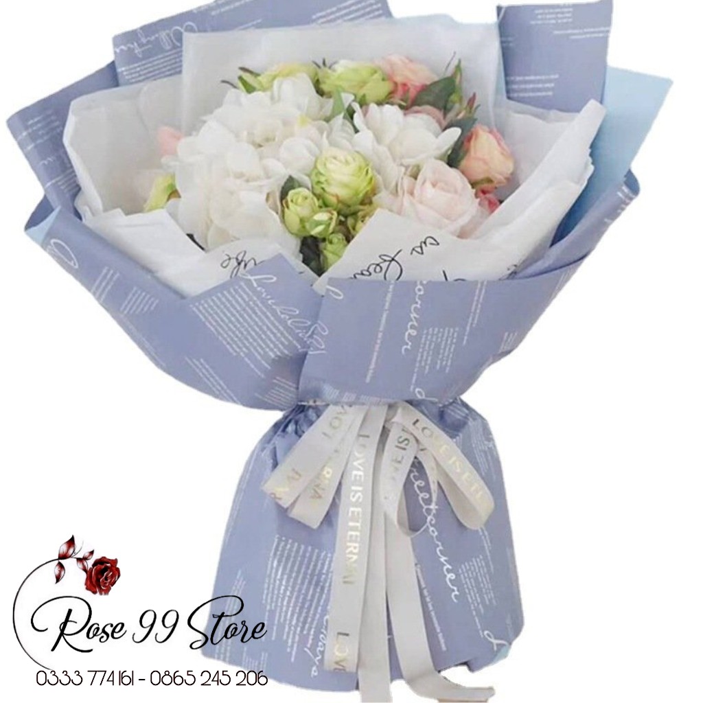 Giấy gói hoa, giấy gói 2 mặt CHỮ BẠC cao cấp - không thấm nước