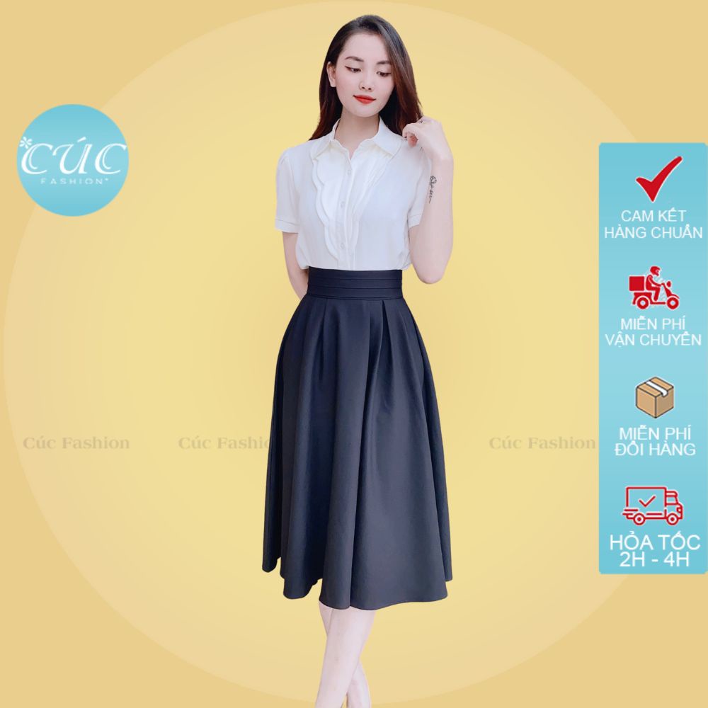 Áo sơ mi nữ Cúc Fashion somi thời trang ngắn tay cao cấp công sở áo bèo bướm A1219