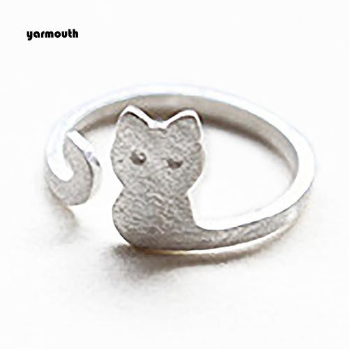Nhẫn Hở Mạ Bạc Hình Mèo Hoạt Hình Thời Trang Cho Nữ