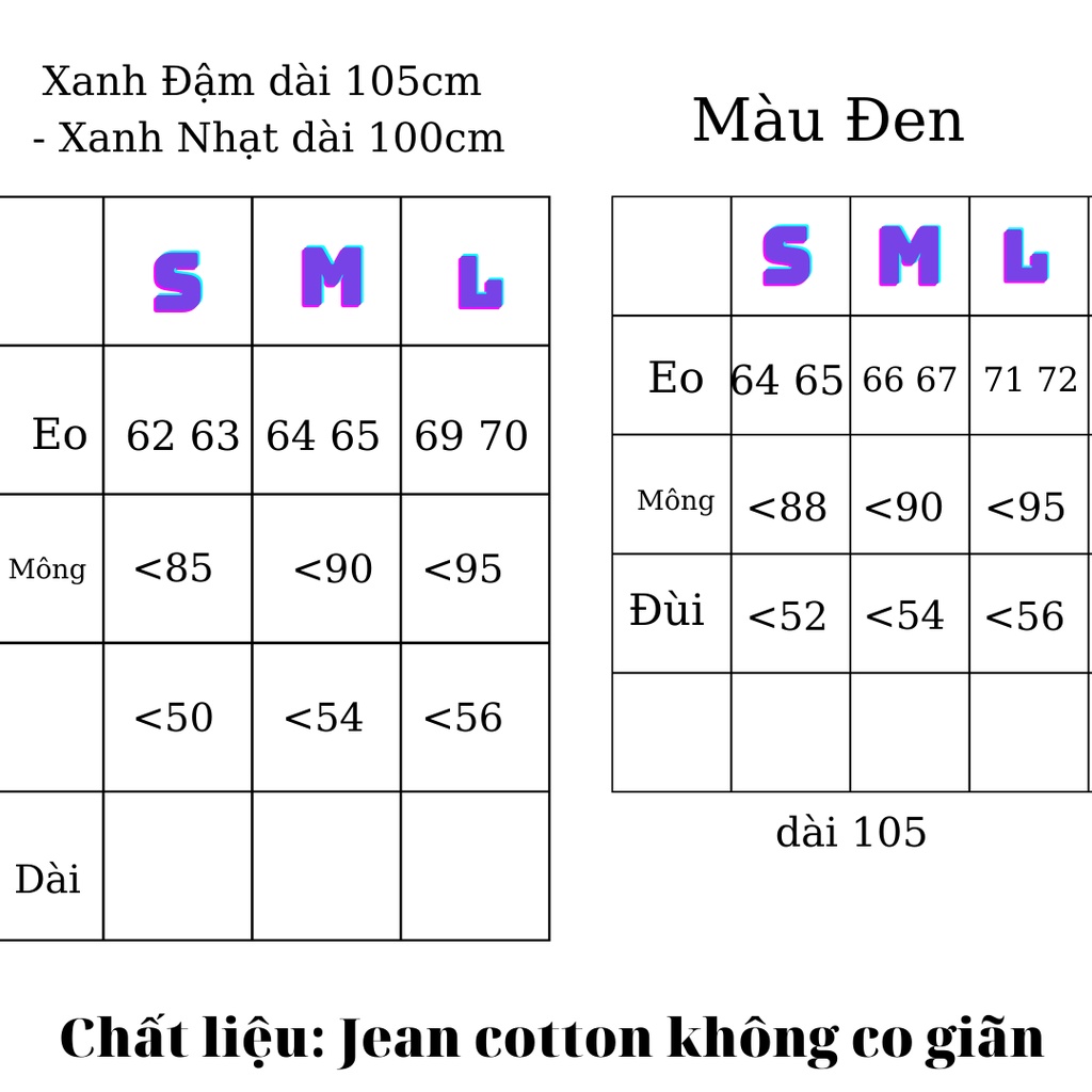 Quần Jean Đen Ống Suông, Quần Bò Đen Lưng Cao Dài 105cm
