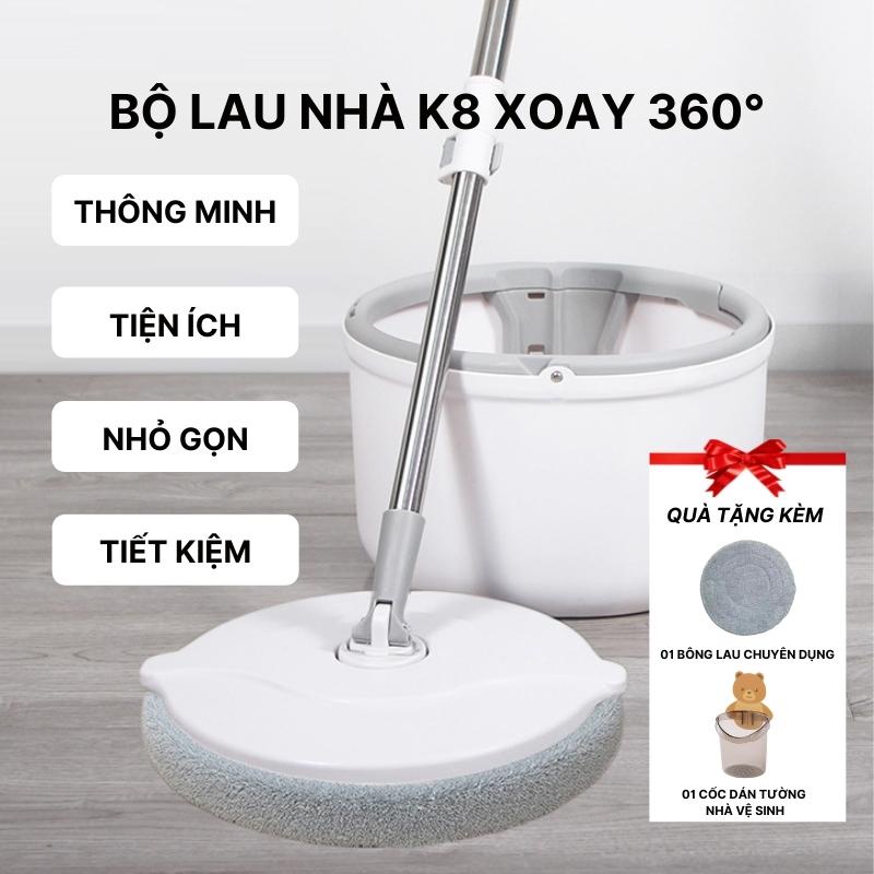 [Siêu HOT] Bộ Cây Lau Nhà Thông Minh, Bộ Cây Lau Nhà Tự Vắt Xoay 360 Độ Kèm Thùng Tự Vắt Cao Cấp