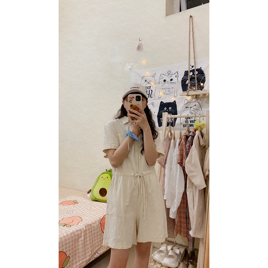 Jumpsuit linen dáng Hàn Quốc