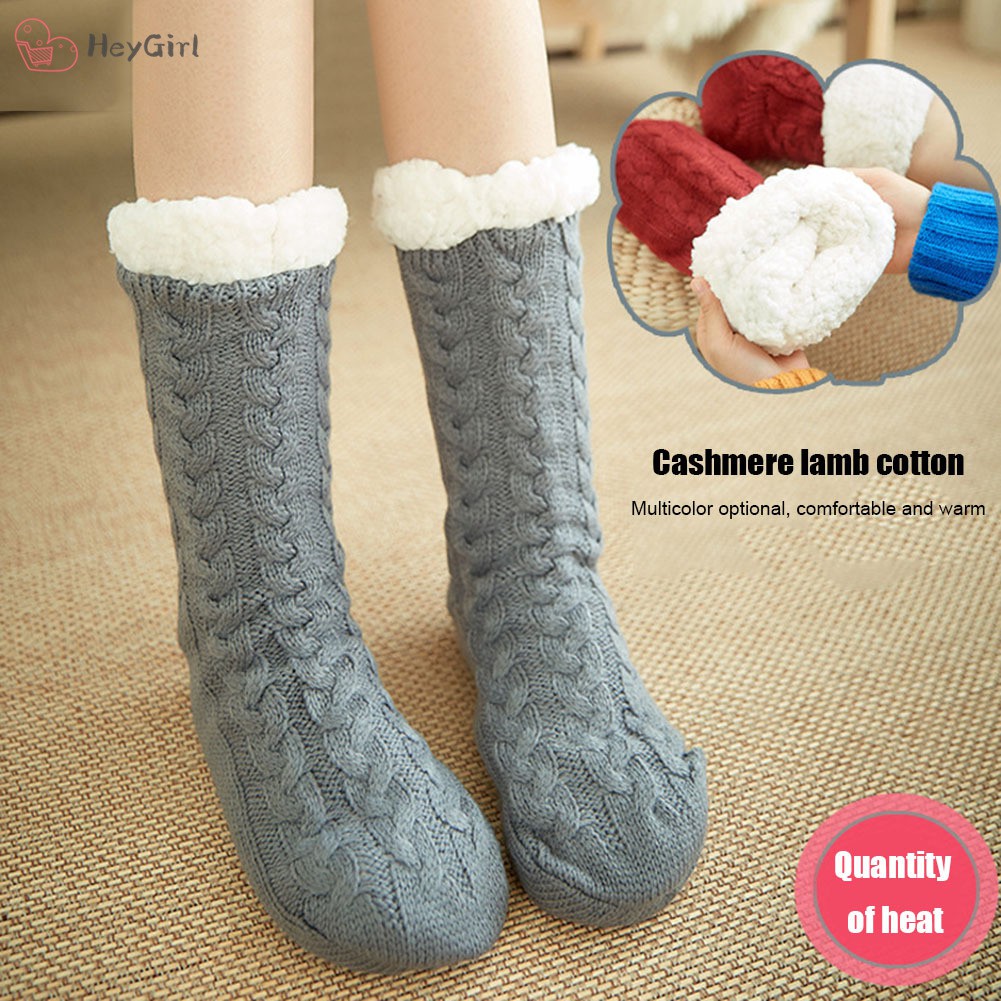 1Pair Warm Ultra-Plush Slipper Socks Thick Anti Slip Indoor Floor Ankle Sock