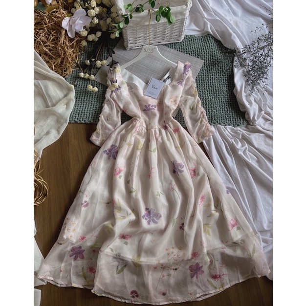 Váy đi tiệc voan lụa dáng dài cao cấp có size S-M