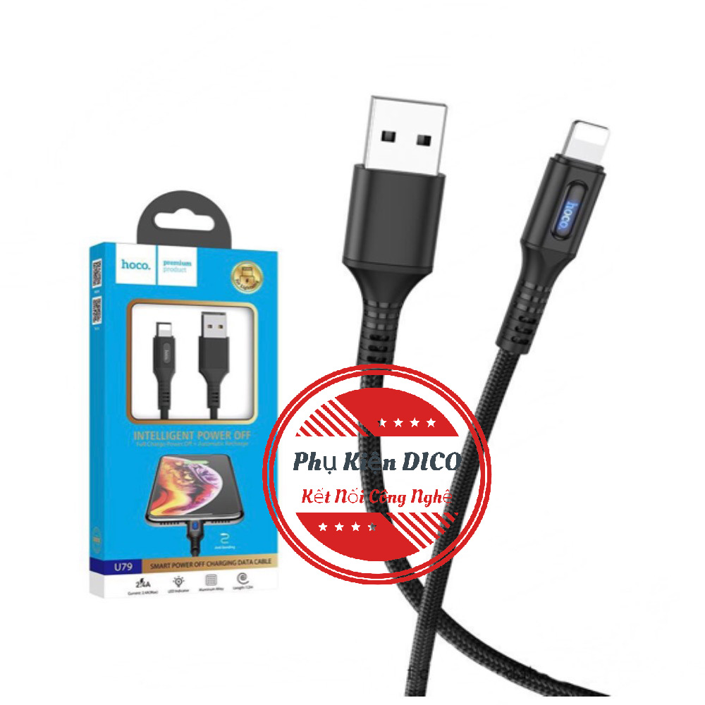 Cáp Sạc Nhanh Hoco U79 Tự Ngắt Các Loại Dành Cho iPhone/Type C,Micro USB,Tự Ngắt Khi Pin Đầy-PHỤ KIỆN DICO BH 12 THÁNG