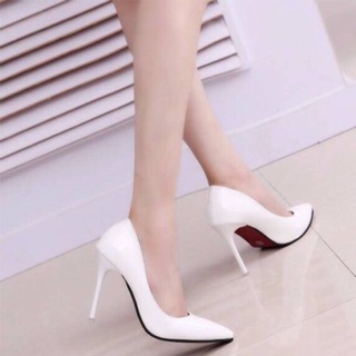 Cao gót Lou bou tin đế đỏ 9-10p màu trắng