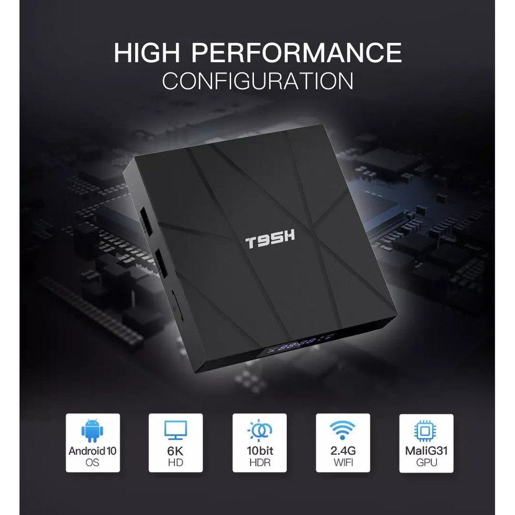 Android TV Box T95H Android 10 Ram 2GB - Bộ nhớ 16GB Tặng kèm khiẻn giọng nói