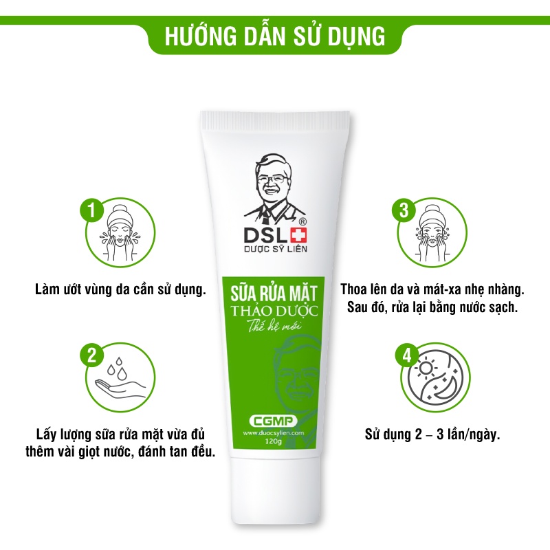Sữa rửa mặt thảo dược  dịu nhẹ, ngừa mụn, giảm mụn, mờ nám, trắng da, chiết xuất thiên nhiên