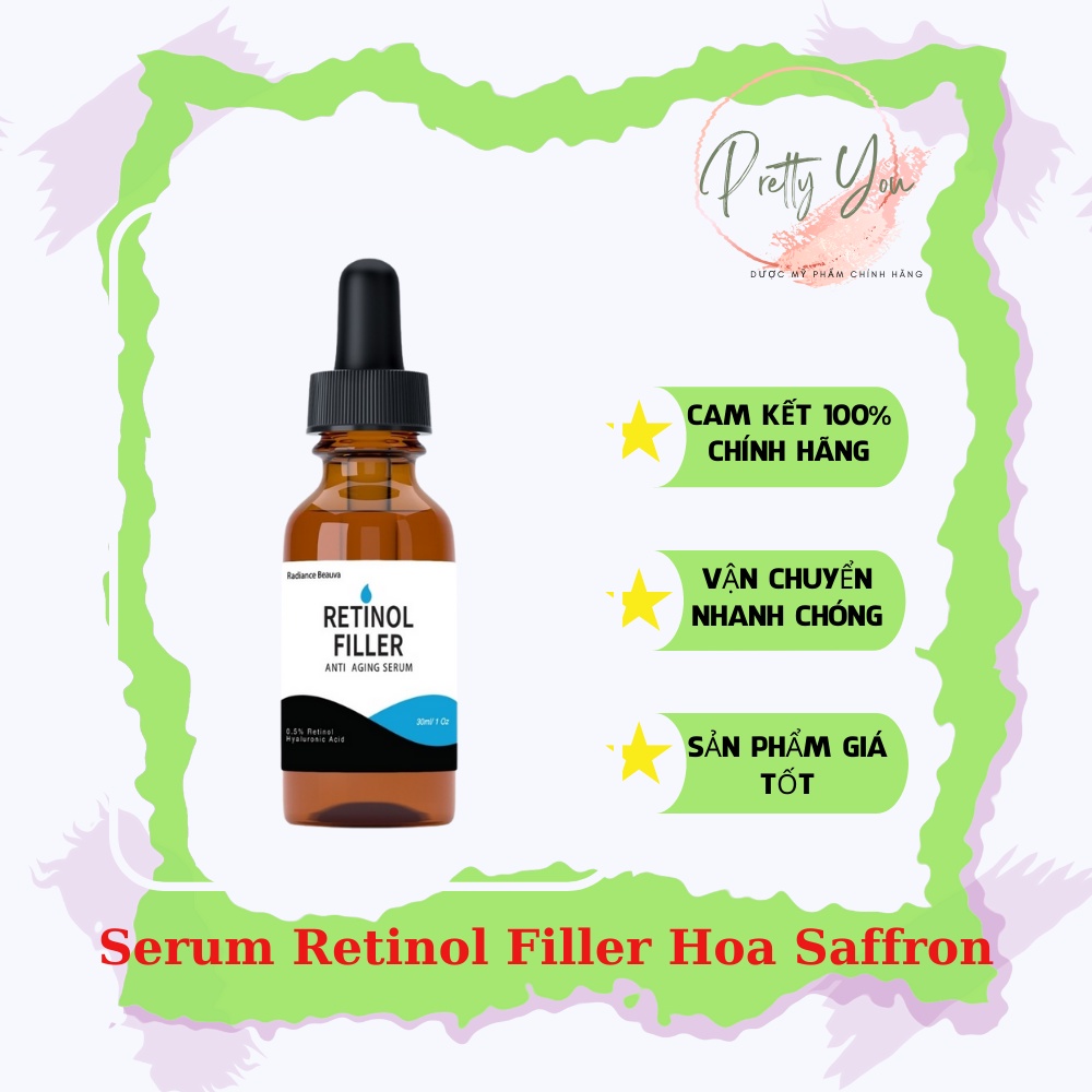 Serum Retinol Filler hoa saffron trẻ hóa, giảm mụn nhờn 0.5% 1% 10ml 30ml