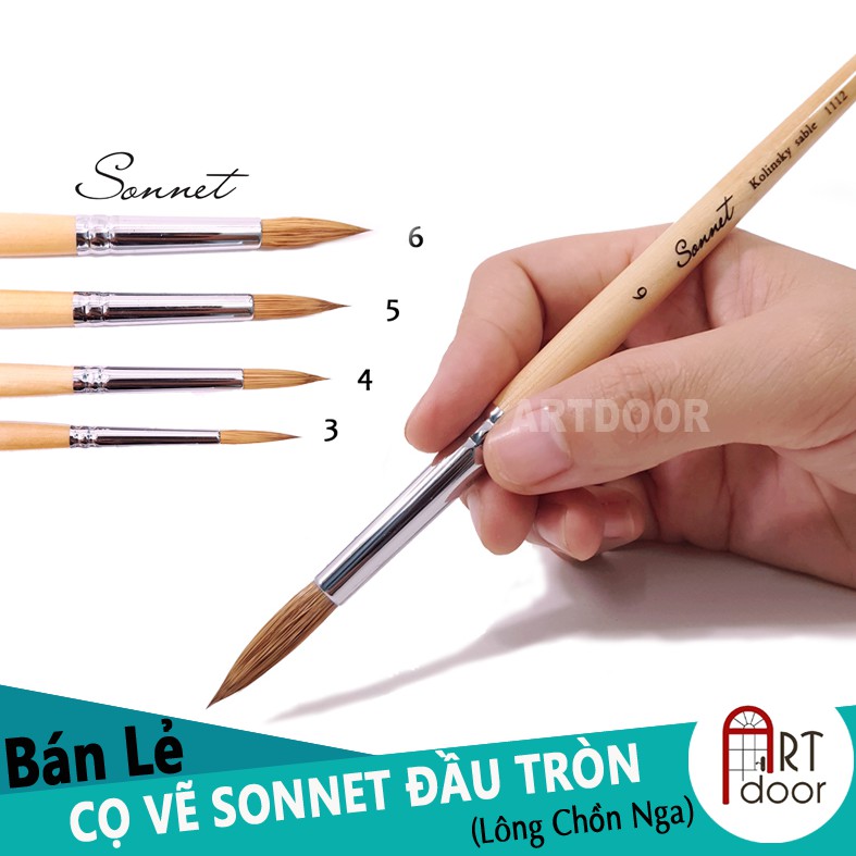 [ARTDOOR] Cọ vẽ màu nước SONNET lông Chồn size 5 (mix)