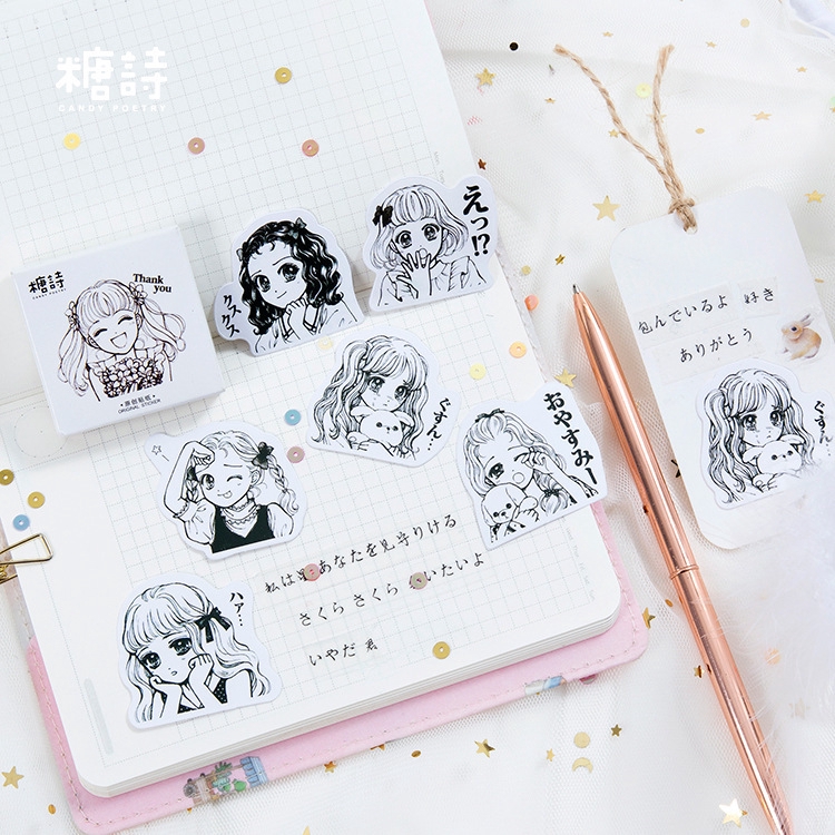 Bộ 45 sticker họa tiết Miss Sister Series dùng trang trí album thủ công