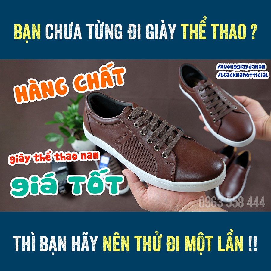 Giày thể thao giày kiểu dáng snaker da bò thật cao cấp Fu Khang màu nâu GL15