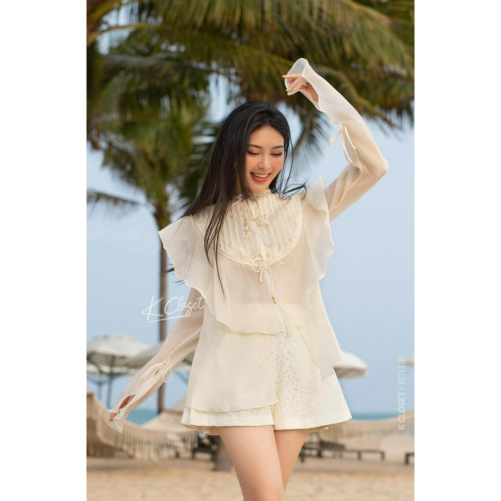 SET VOAN NUDE TAY PHỒNG + SHORT REN HOA 🎶