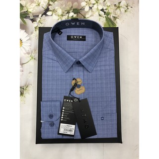 ÁO SƠ MI DÀI TAY OWEN MỚI NHẤT 2020 DOBBY XANH TRẮNG AR20623