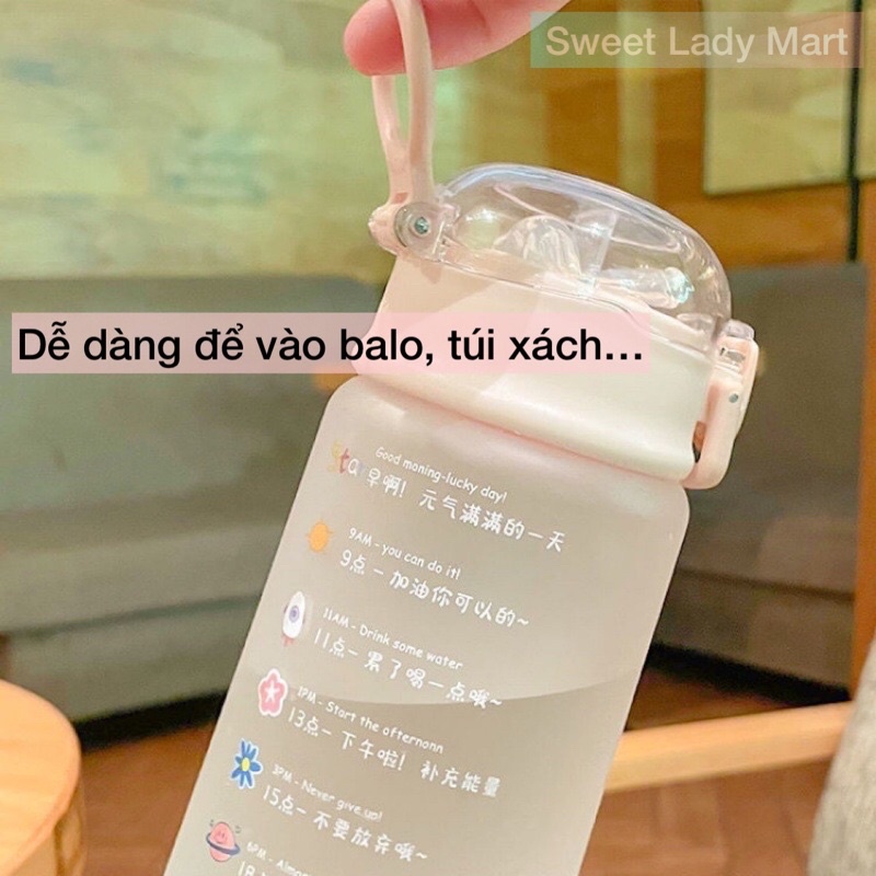Bình Nước Hàn Quốc Cute 450ml Có Vạch Nhắc Nhở Uống Nước