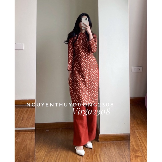 [HÀNG MỚI VỀ]SET ÁO DÀI HOA NHUNG VINTAGE MIX QUẦN NHUNG SIÊU XINH