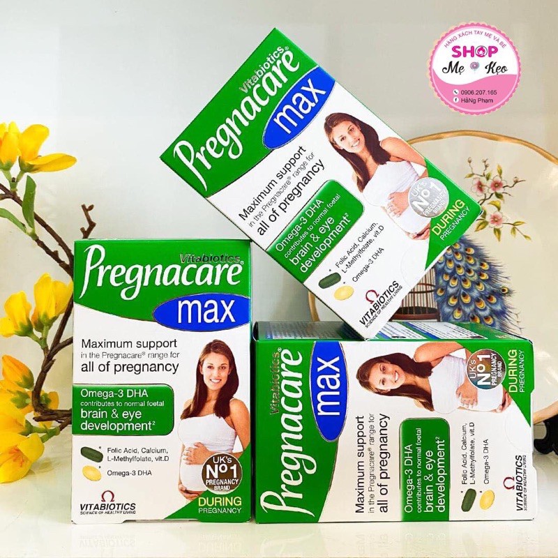 {Đủ bill + Date 2024} Vitamin bầu (84v) bổ sung dinh dưỡng cho bà bầu và mẹ sau sinh Pregnacare Max, UK