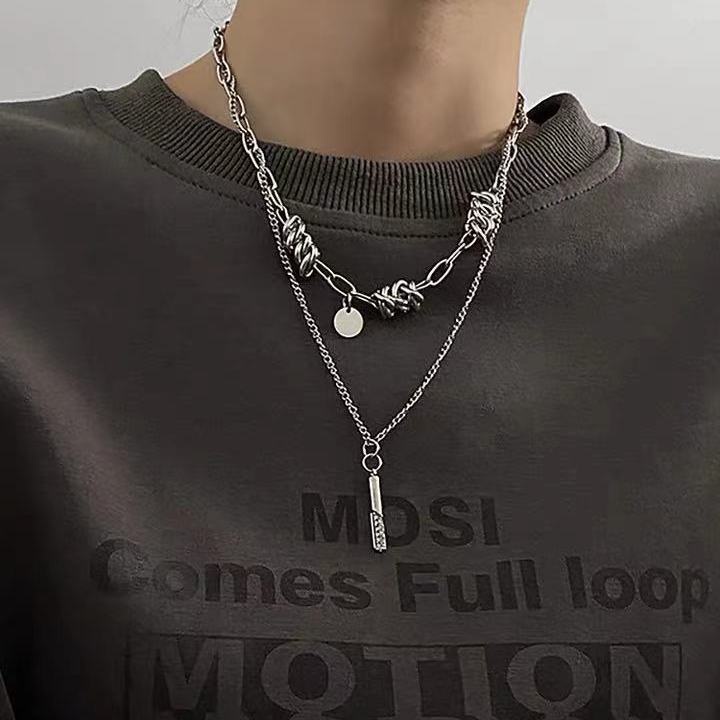 Vòng cổ Hai Lớp Phong Cách Hip Hop Cá Tính Cho Nam