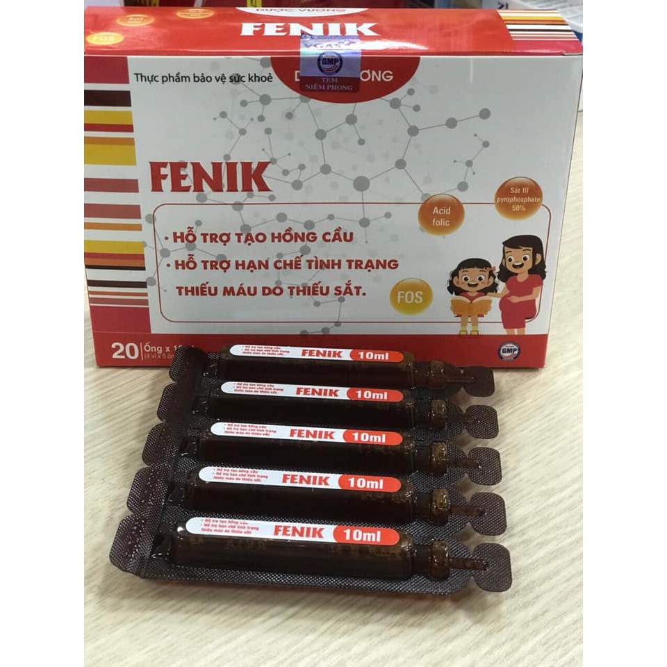 [ Chính Hãng ]  FENIK – Thực phẩm bổ máu bổ sung sắt, Vitamin, Acid Folic và các khoáng chất - Hộp 20 ống
