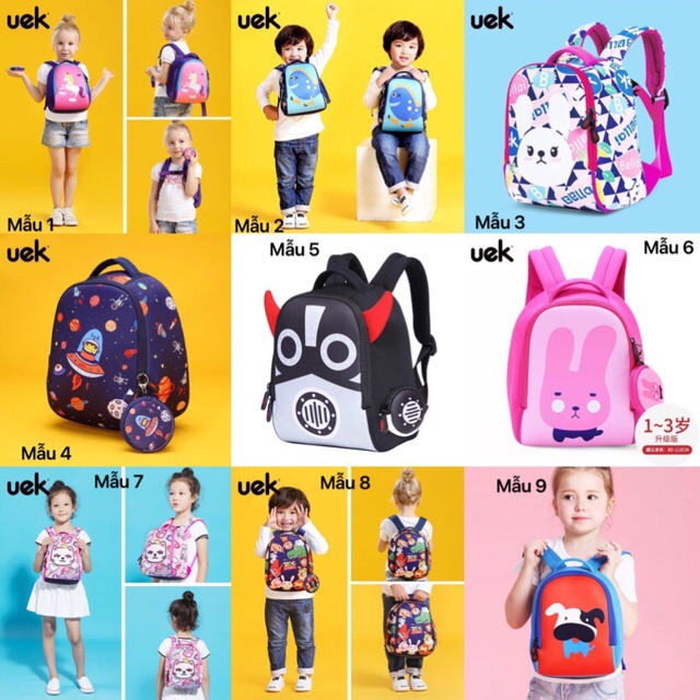 Balo cho bé UEK siêu nhẹ chính hãng size 1-5Y