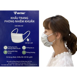 ⚡HOT⚡Khẩu trang Việt Tiến Chính hãng gói 3 cái vải phòng 99,99% nhiễm khuẩn & bụi theo tiêu chuẩn y tế