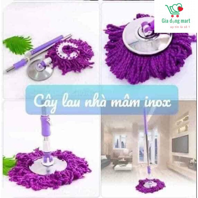 Cây lau nhà 360 độ 1M2 trọn bộ cán và bông