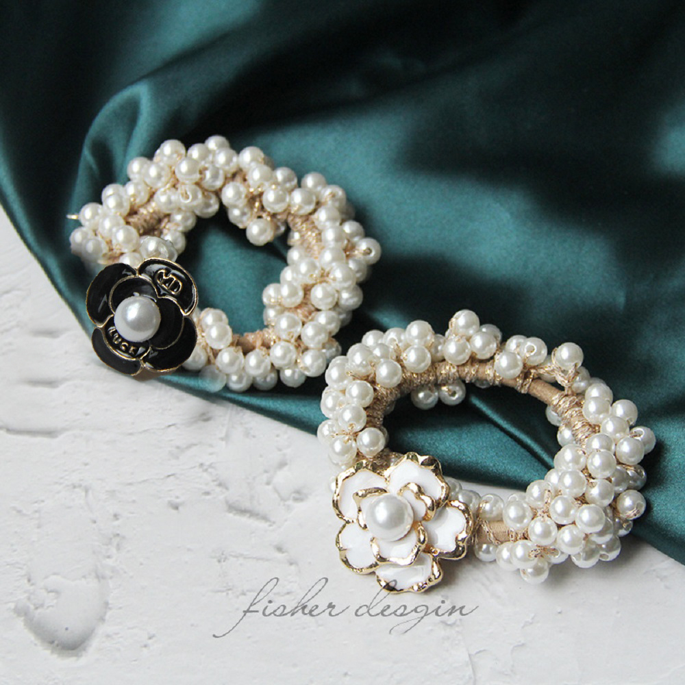 Dây Buộc Tóc Trang Trí Hoa Và Ngọc Trai Xinh Xắn Cho Nữ