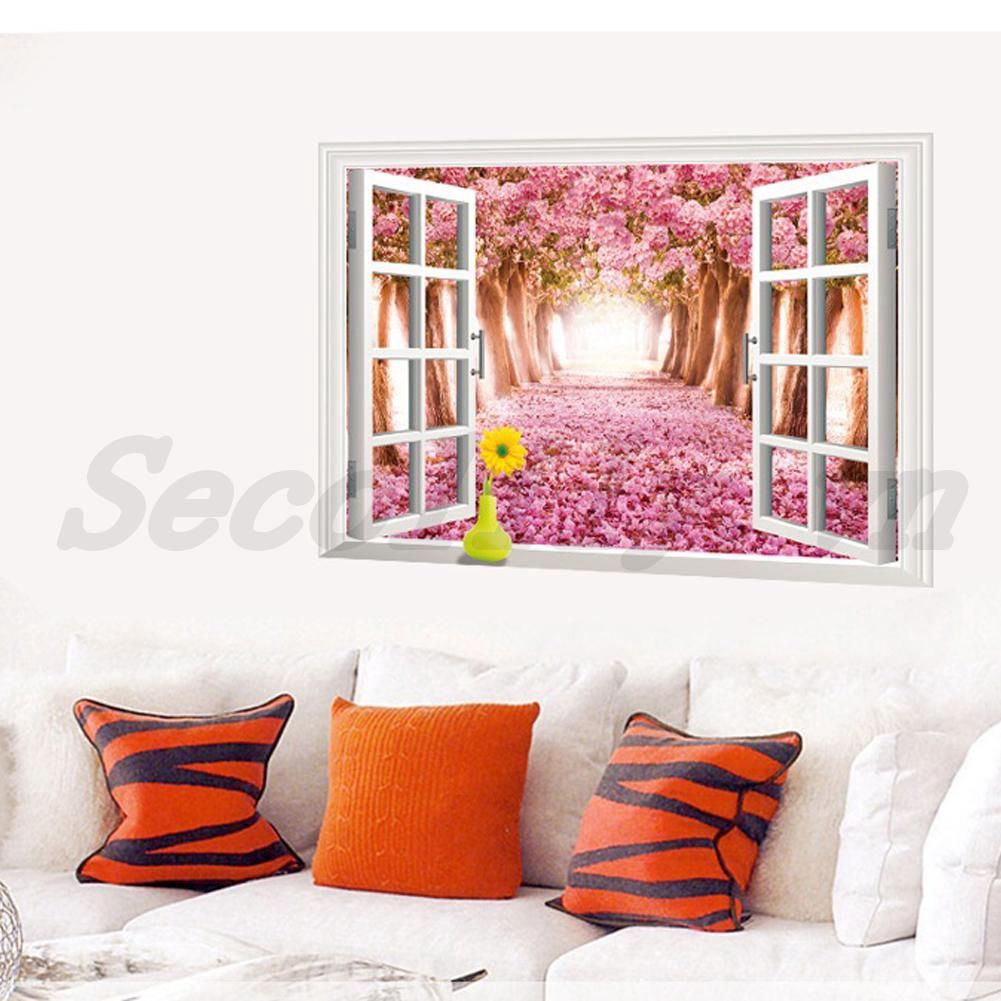 Giấy Dán Tường Trang Trí Phòng Ngủ/Phòng Khách Hình Cây Anh Đào 3d 90x60cm