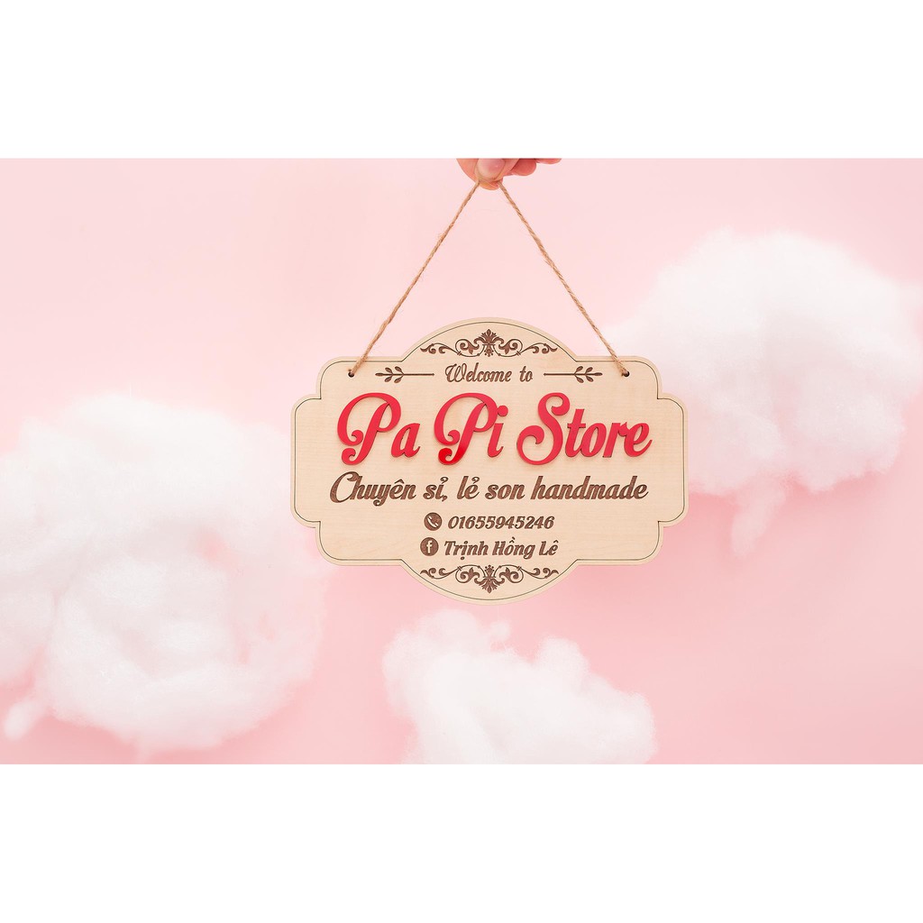 Bảng Gỗ Chụp Ảnh Sản Phẩm - Treo Shop - [Miễn Phí Thiết Kế Mẫu] - Mica Việt - Gỗ Nhập Khẩu, Dày 5mm - In theo yêu cầu.