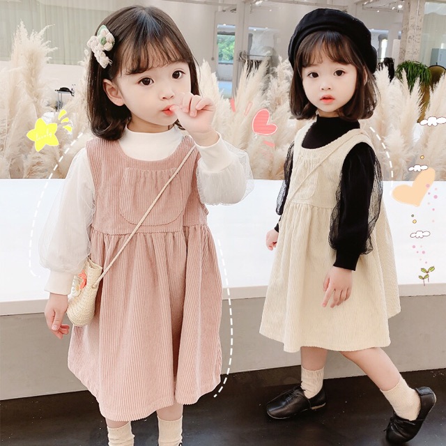 Váy bé gái thu đôngchất liệu nhung tăm cao cấp B-A-M STORE
