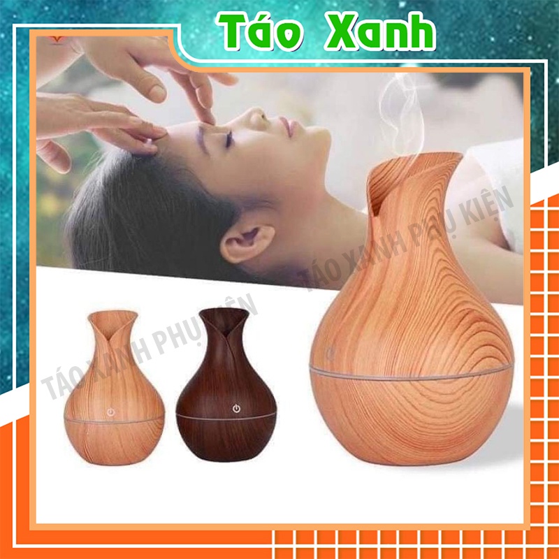 Máy Xông Tinh Dầu Phun Sương Tạo Ẩm - Vân Gỗ Hình Lọ Hoa