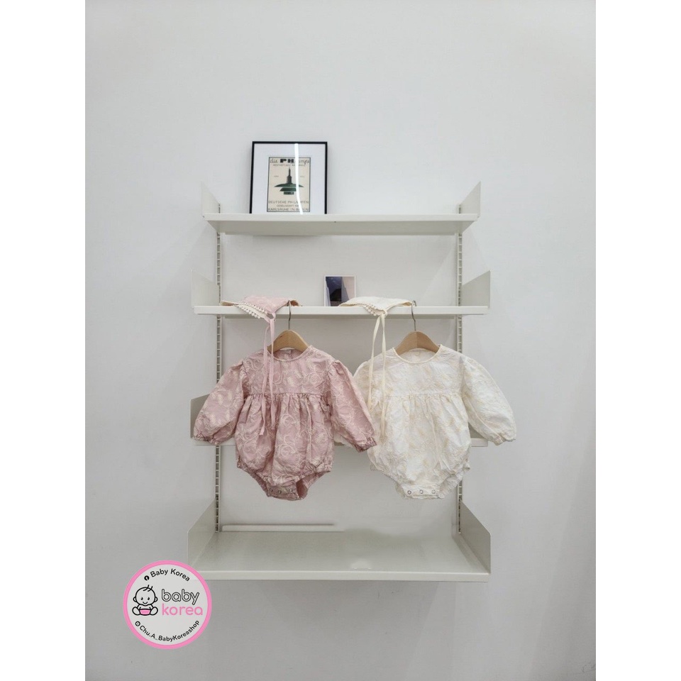 SET SUIT KÈM MŨ BONET THÊU 3D CAO CẤP MADE IN KOREA BÉ GÁI