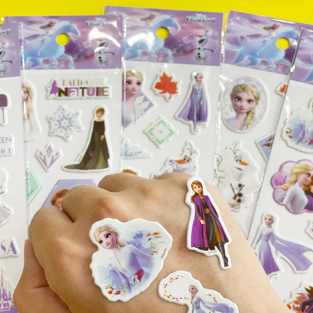 Set 12 Sticker hoạt hình công chúa Elsa + gấu Pooh + Nàng tiên cá 144 hình bóc dán KB221272